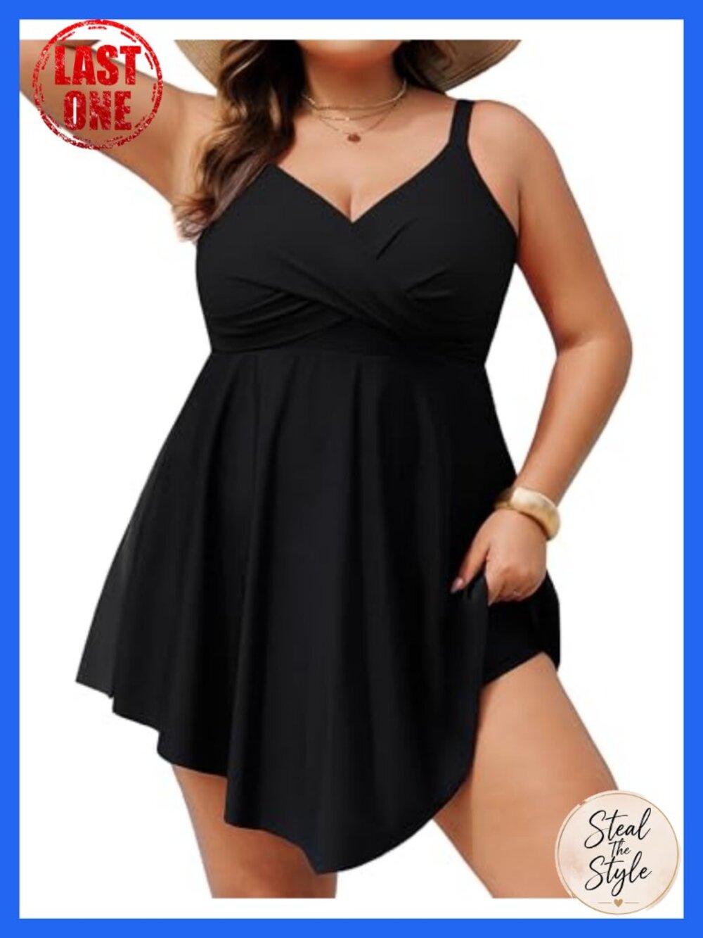Plus Size One Piece Swimdress Tummy Control Bathing Suit with Boyshorts